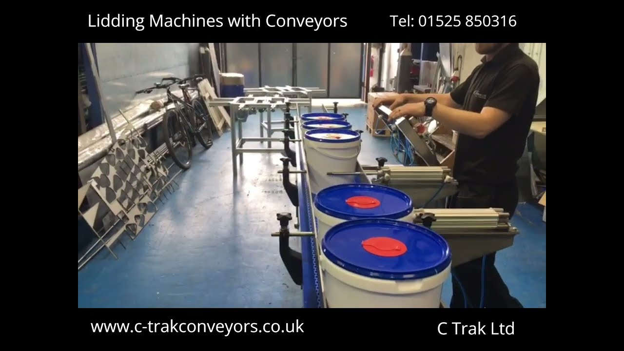 Lidding Machines UK using Conveyors for Snap on Lids at C Trak Ltd