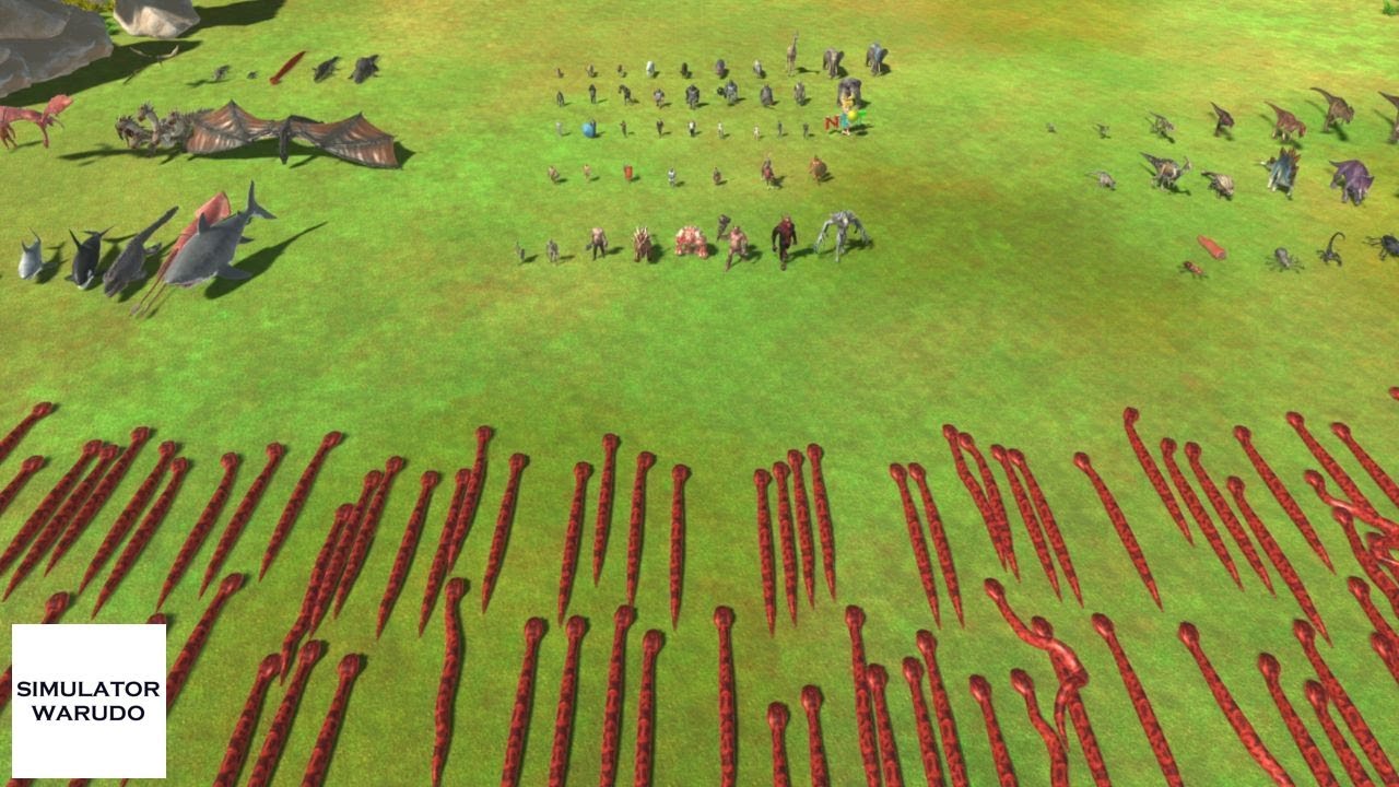 100 REPTILES vs ALL Units Army Animal Revolt Battle Simulator