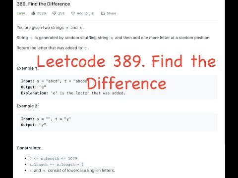 7 Feb Leetcode Daily 23. 389. Find the Difference - Problem Statement (Hindi)
