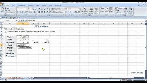 Date functions in Excel part-1