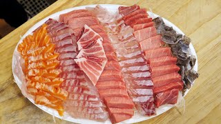 맛있는 참치와 능성어만 골라서 먹을 수있다니 / 참다랑어/능성어/ Tuna & Seven band Grouper  Sashimi/ほんまぐろ/マハタ