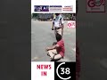 MAN SITS ON ROAD IN PROTEST AFTER TRAFFIC HALTED FOR KARNATAKA GOVERNOR'S CONVOY |