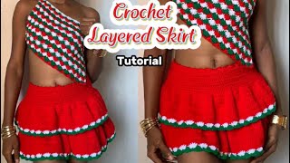 Easy Crochet 2-Layered Skirt Tutorial (For all Sizes) |