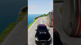 Cars &amp; Police Car vs Giant Pit Bollards BeamNG.drive
