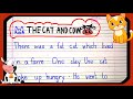 5 line english story for kids  animationthe cat and the cow  neat handwriting