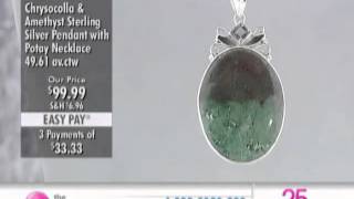Himalayan Gems Chrysocolla & Amethyst Sterling Silver Pendant with Chain at The Shopping Channel ... screenshot 4
