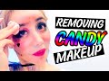 Removing a FULL face of CANDY MAKEUP! Harley Quinn Suicide Squad Makeup Removal