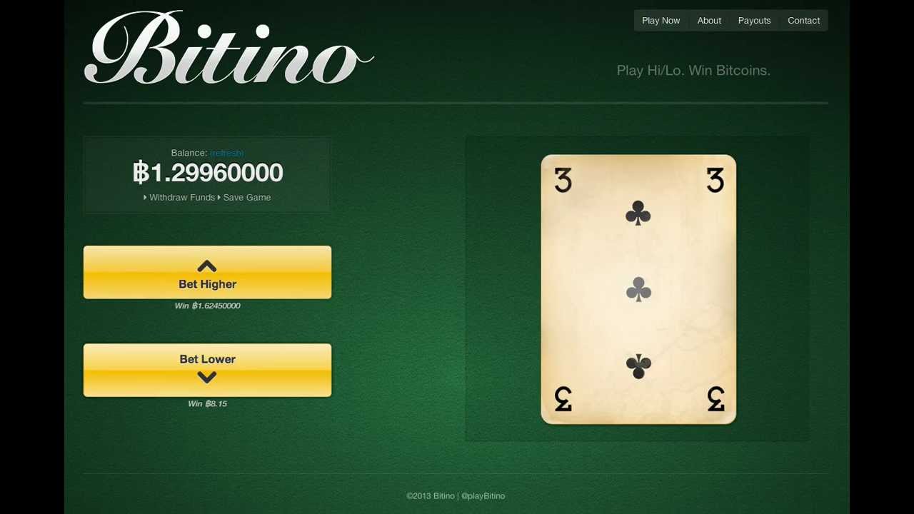 Play Hi/Lo Card Game. Win Bitcoins.