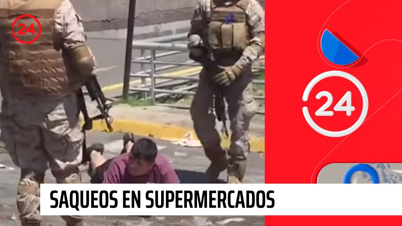 Militares y la PDI realizan masiva detención a personas que saqueaban supermercado en San Ramón