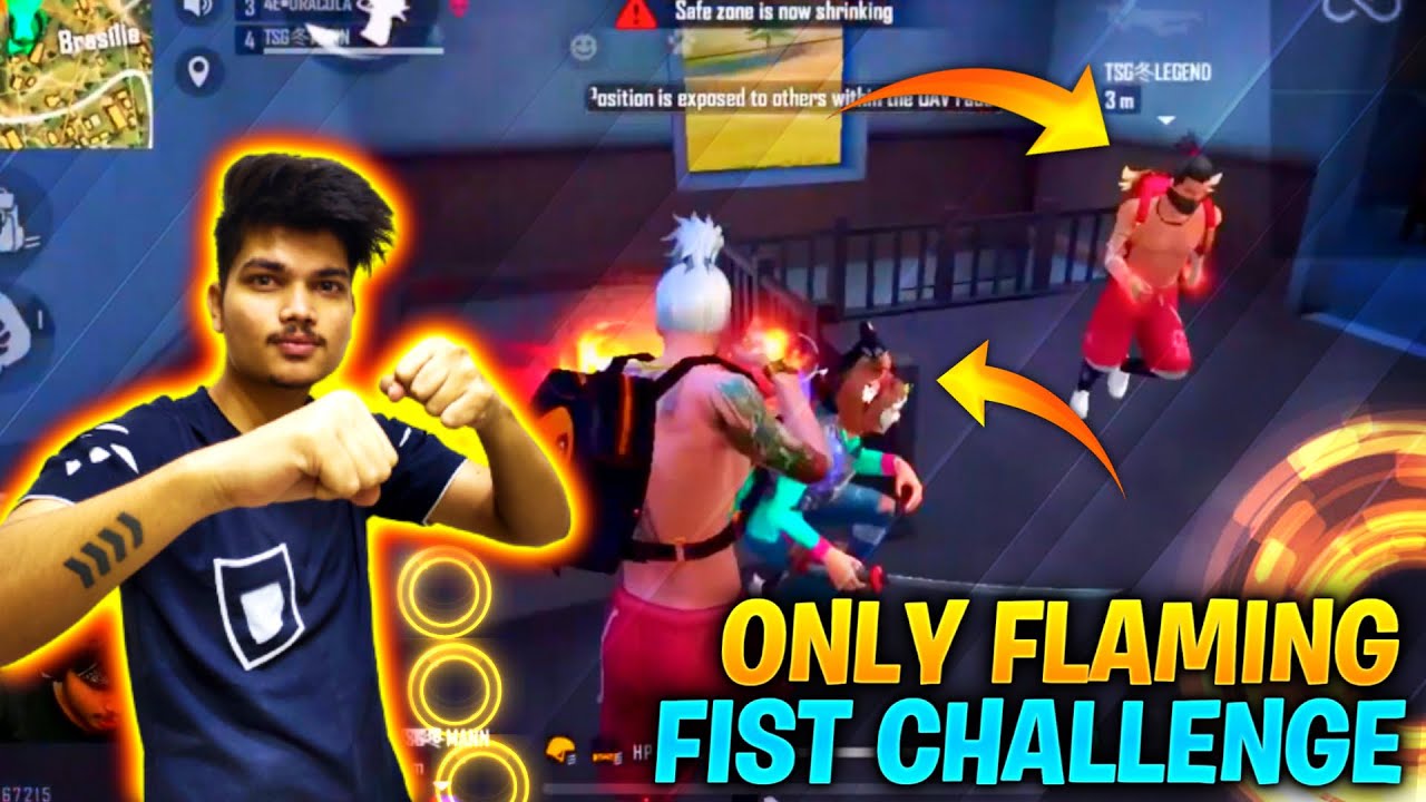 FREE FIRE || ONLY FLAMING FIST CHALLENGE IN RANK MATCH WITH 100% PRO LOBBY WITH TSG SQUAD ||