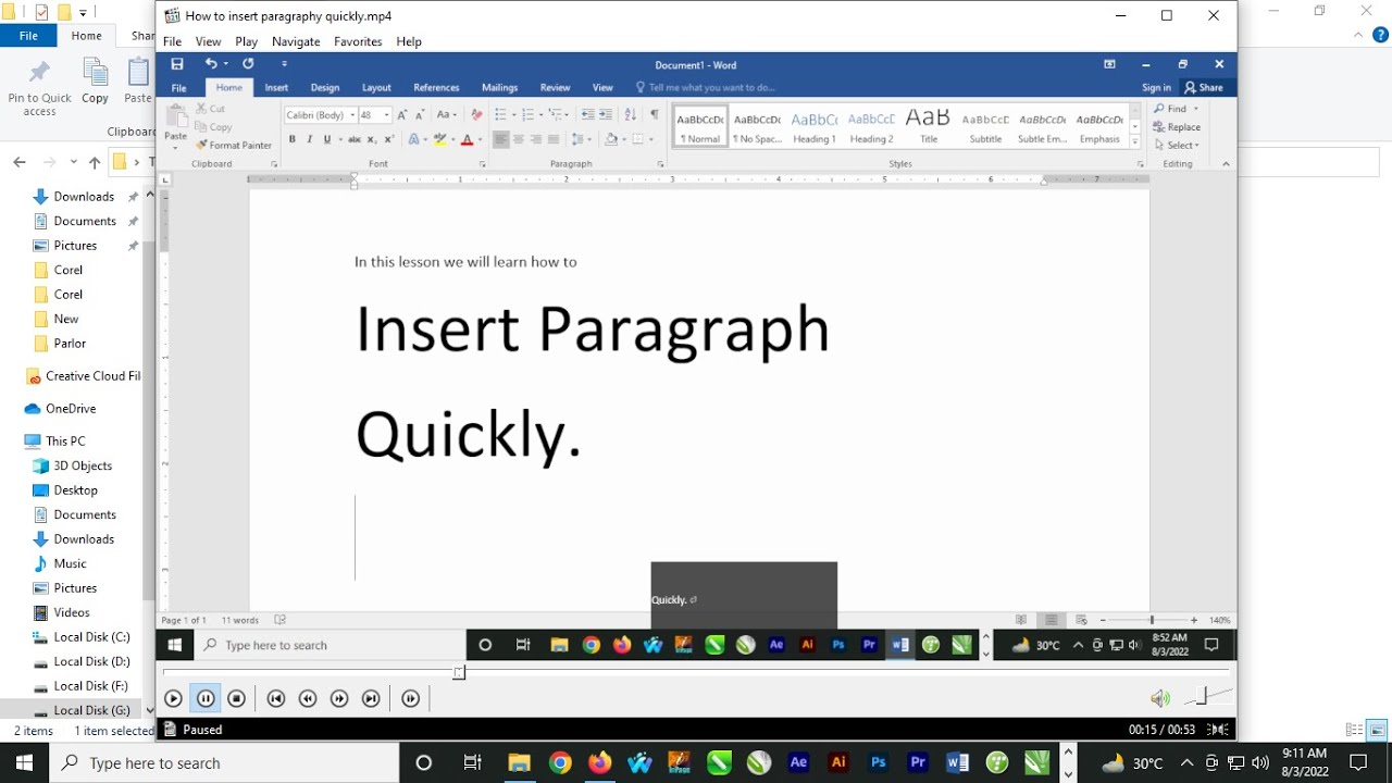 How to insert paragraph or dummy text quickly or using short command YouTube