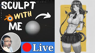 Sculpting a Stylized Devil Girl LIVE in Blender 5.0