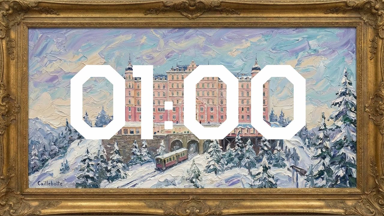 1 Minute Aesthetic Timer | Grand Budapest Hotel Art (Wes Anderson Style) | 4K Frame TV Countdown