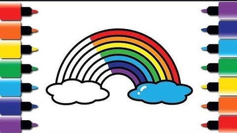 How to Draw a Rainbow and Clouds Easy With Colouring || Rainbow Drawing penting step by step drawing