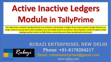 Active Inactive Ledgers Module Module TallyPrime || Rubazi