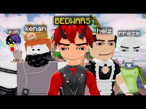 5 idiotic youtubers in Minecraft bedwars (ft. helz, rreze, kenan and legiti as commentator)