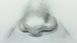 Watercolor of a Smiling Girl Lesson 3 - Drawing a Nose with Graphite Pencils