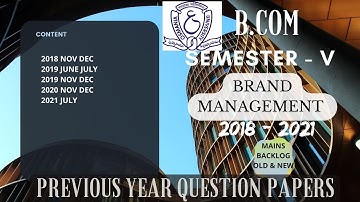 Brand management Semester 5 | Previous Years Question Papers | 2018 to 2021 | OU | B.com