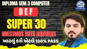 DEF SUPER 30 QUESTION WITH ANSWERS FOR GTU EXAM || DEF || DIPLOMA SEM 3 COMPUTER #gtu #gtuexam