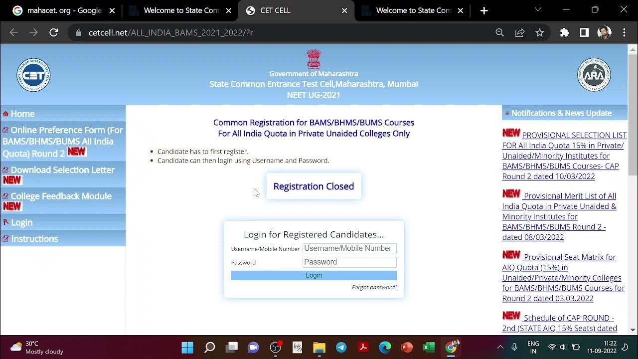 Official site for All India Seats Medical Counselling of Maharashtra
