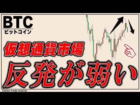 ビットコイン反発してもすぐに下落。すぐに上昇トレンド転換はしません