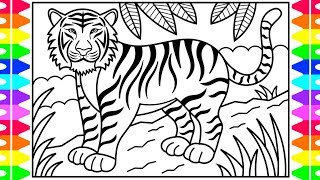 How to Draw a TIGER for Kids 🧡🖤 Tiger Drawing for Kids | Tiger Coloring Pages for Kids