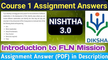 FLN Course 1 Portfolio (Assignment) Answer || NISHTHA 3.0 || Introduction to FLN Mission || Diksha