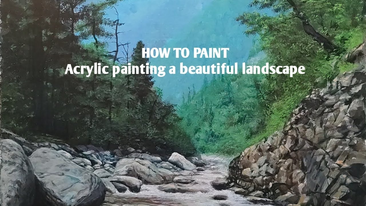 How to paint beautiful landscape realistic, easy technique | Acrylic ...