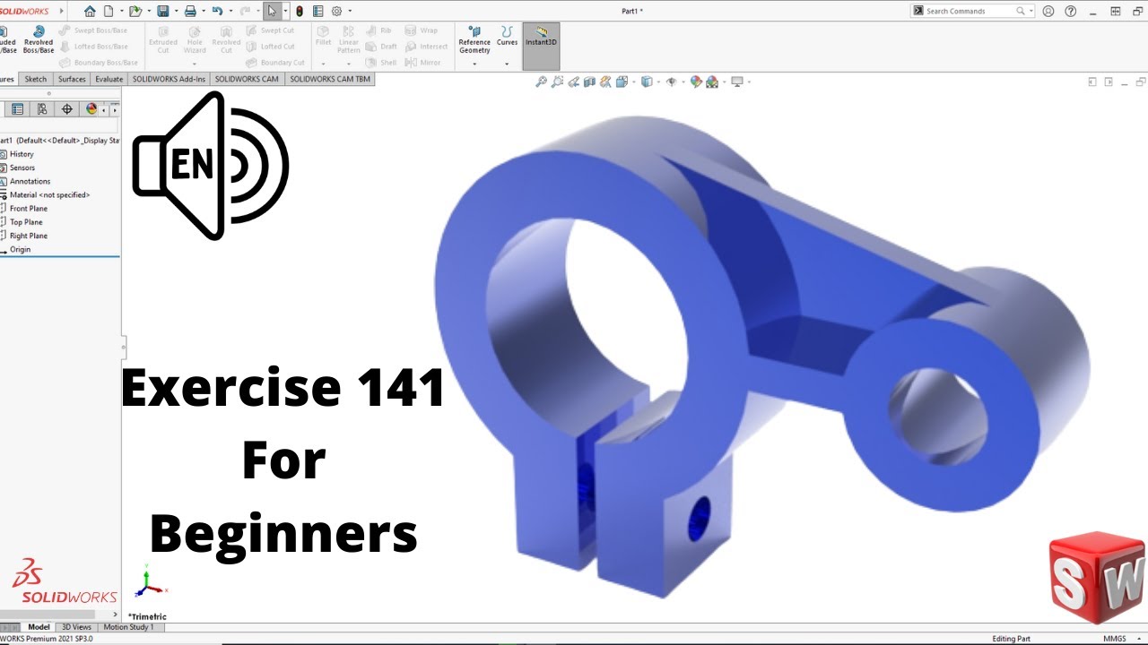 SolidWorks Tutorial 2022! Exercise 141! Rib step by step! - YouTube
