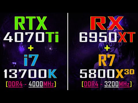 RTX 4070Ti + INTEL i7 13700K (DDR4) vs  RX 6950XT + RYZEN 7 5800X3D  (DDR4) || PC GAMES TEST ||