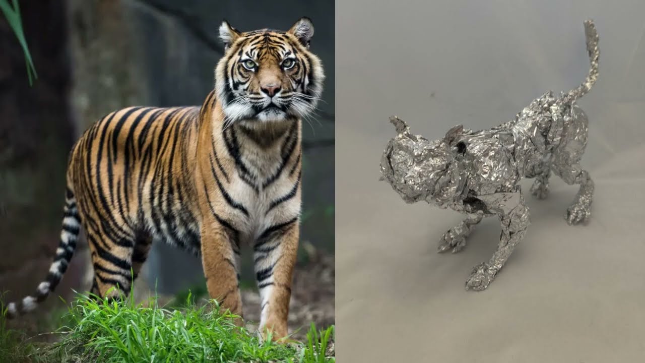Bengal Tiger - Aluminum Foil Sculpture