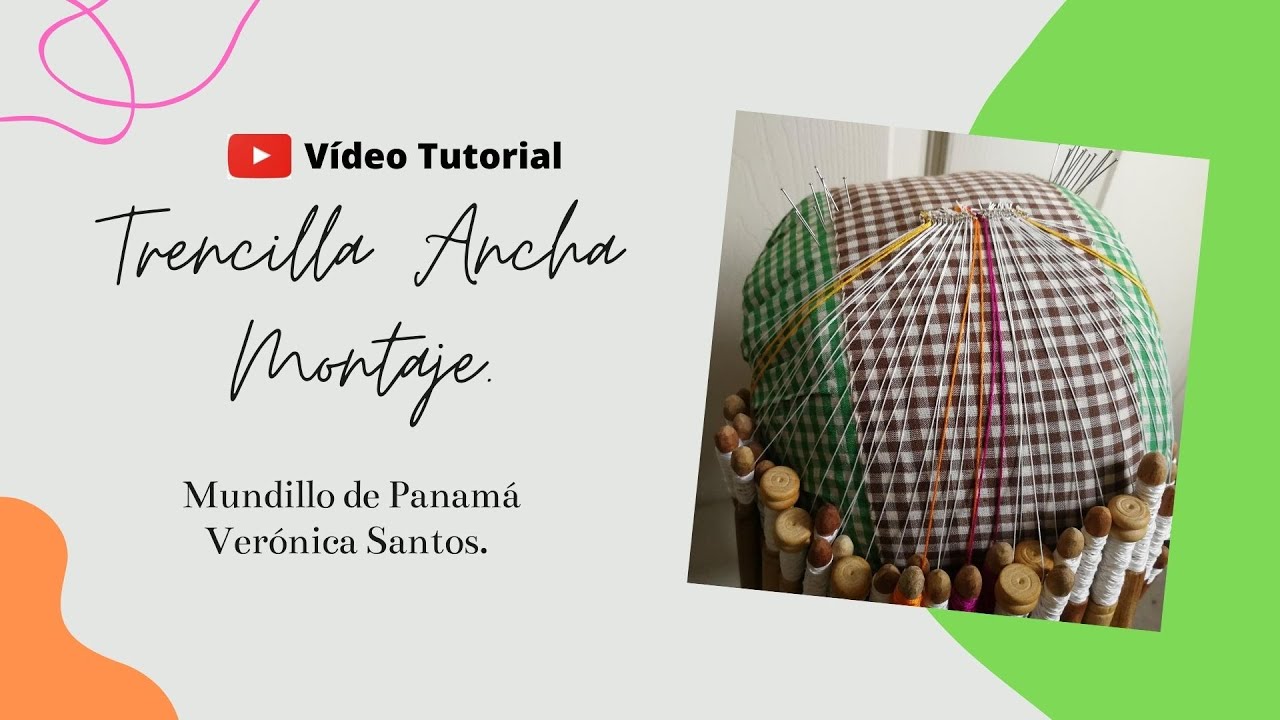 TRENCILLA ANCHA, MONTAJE EN 3 COLORES, MUNDILLO DE PANAMA.