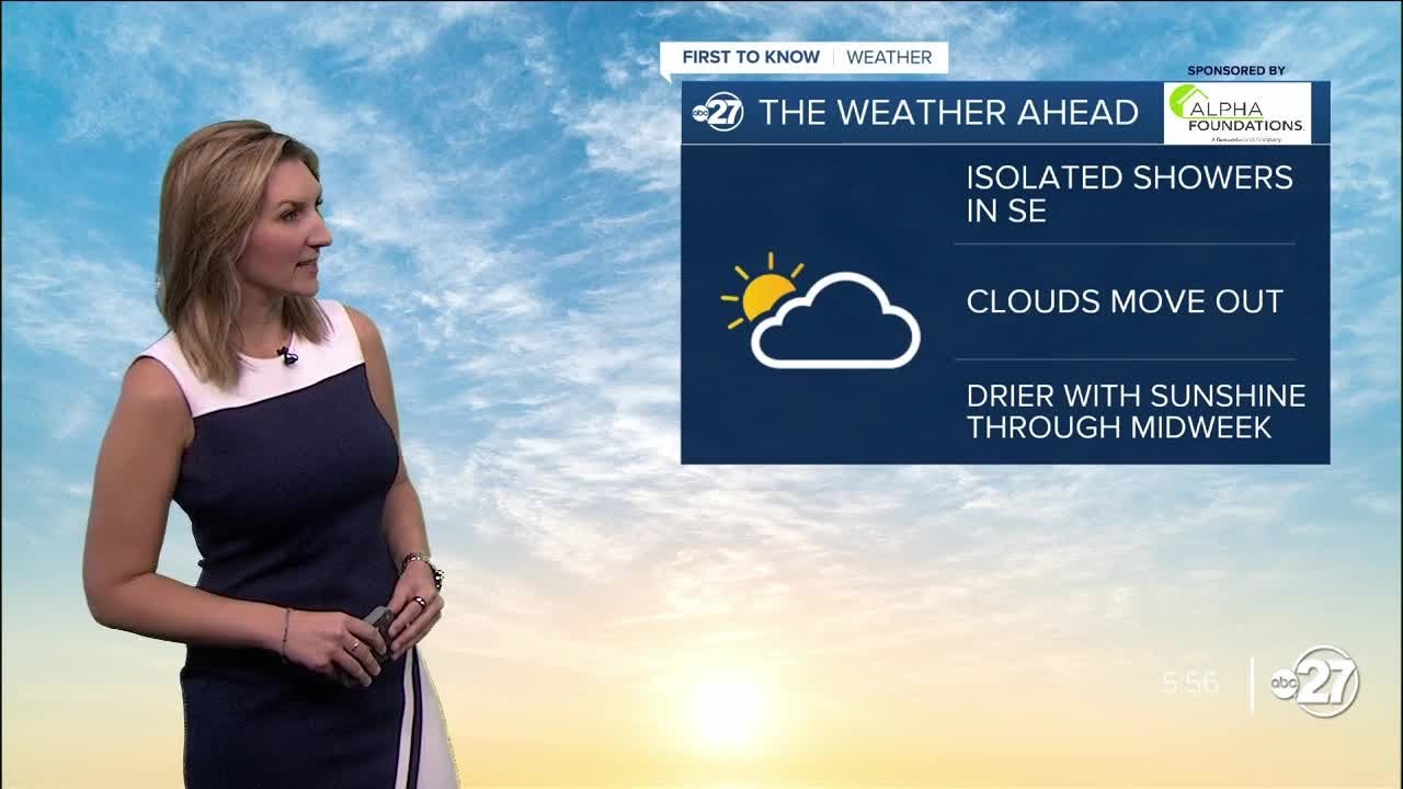 Calm start to the week as showers move out - YouTube