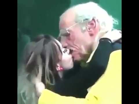 Grandpa kissing hot girl