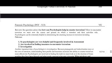 PSY513 Lecture 44 Forensic Psychology Short Lecture VU Lectures