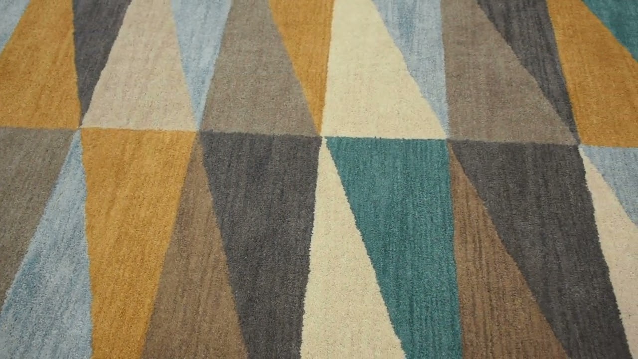 Hand Tufted Wool 10'x10' Square Area Rug Geometric Multicolor K00547