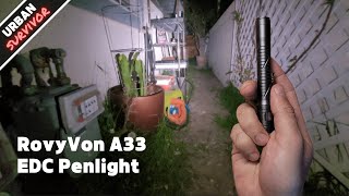 RovyVon Aurora A33 EDC Penlight Flashlight Review ( Nichia 219C LED, 180 lumens , 60H runtime)
