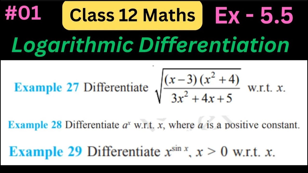 Chapter 5 Exercise 5.5 , Example 27, 28 & 29 Class 12 Maths | NCERT ...