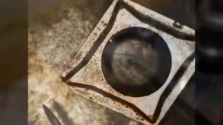 Microscope inspection of lathe carbide cutter inserts