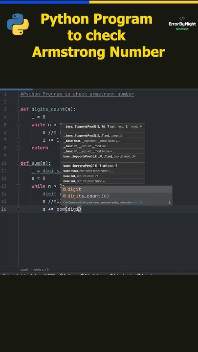 Program to check Armstrong Number #python #pythonprogramming # ...