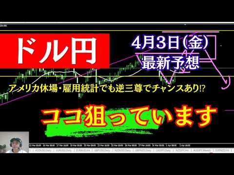 【FXドル円最新】逆三尊にチャンスあり⁉ 今日はココがねらい目です。 2026年4月3日（金）