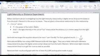 L3PHY light intensity vs 1/distance^2 graph