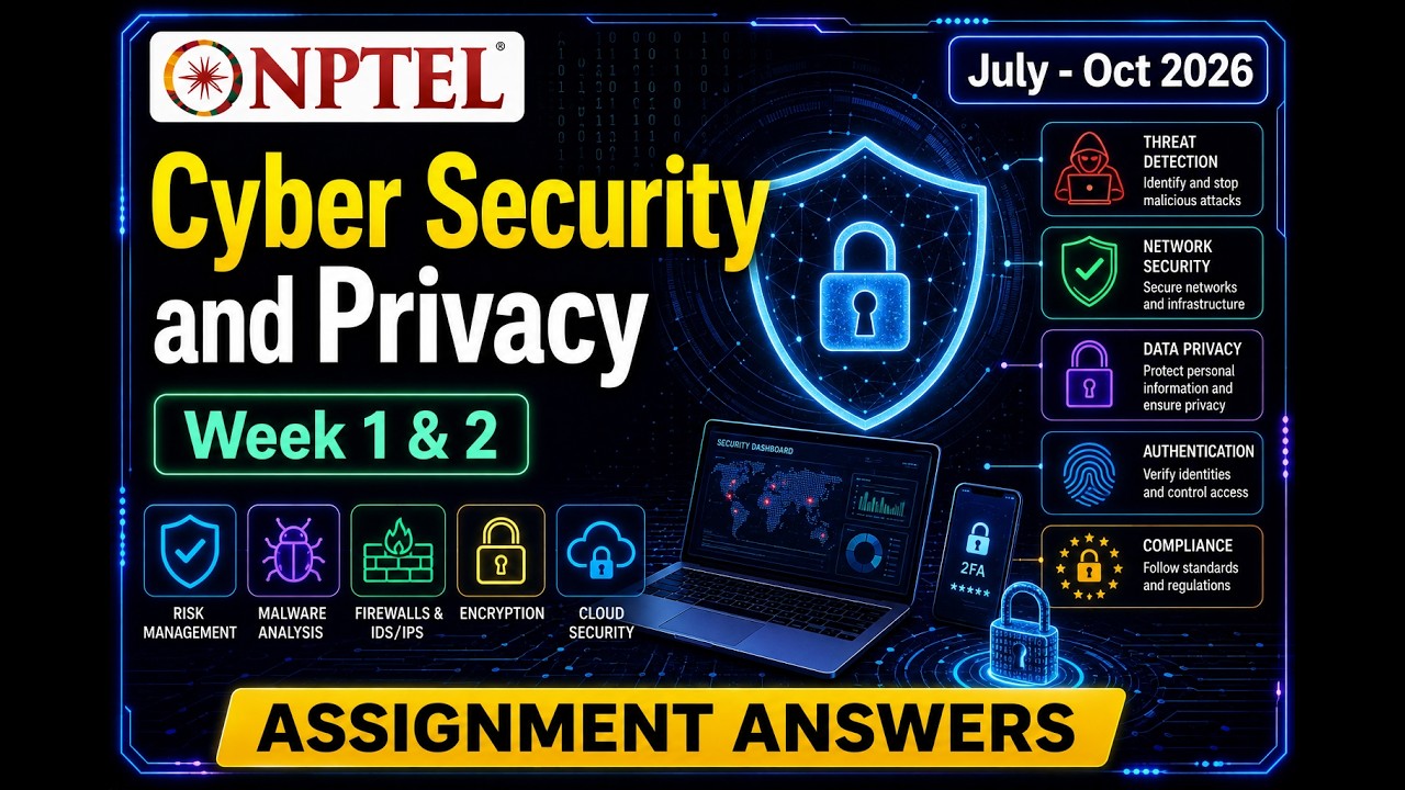 NPTEL Cyber Security and Privacy |Week 1 & 2 Assignment Answers 2026 | #cybersecurity