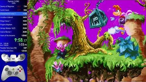 Rayman 3 GBA 100% speedrun in 1:27:46 (VBA-M Emulator)