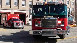 Pawtucket, RI Fire Department Engine 2 & Rescue 2 Responding