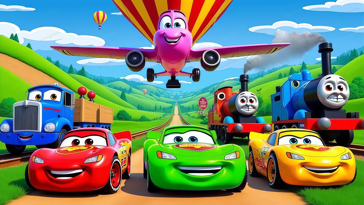 Choose The Right Door With Tires Mcqueen, JCB, Tractor, Car, School Bus, Truck 3D Vehicle Game