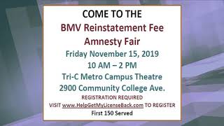 Information on the Drivers License Reinstatement Fee Amnesty Program