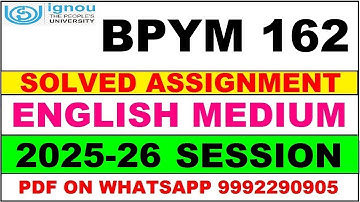 BPYM 162 solved assignment 2025-26 in English || bpym 162 solved assignment 2026 || bpym162 2025-26
