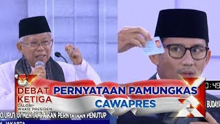 Pernyataan Pamungkas Terakhir Dari KH MA'RUF AMIN & SANDIAGA UNO - Debat Cawapres PART 6