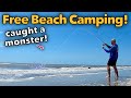 Free Camping and fishing on the beach for giant red fish!